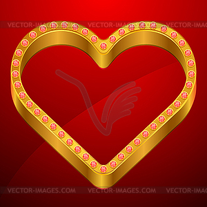 Valentine background with gold heart and jewels - vector clipart