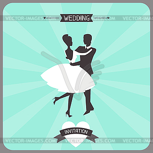 Wedding invitation retro card - vector clip art