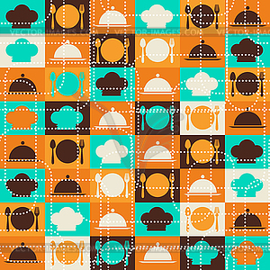 Seamless retro kitchen pattern - vector image