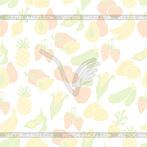 Fruits and vegetables seamless pattern - stock vector clipart