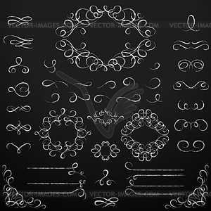 Chalkboard set of calligraphic design elements - vector image