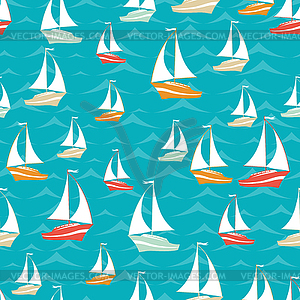 Retro seamless travel pattern of yacht - vector image