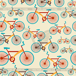 Retro seamless travel pattern of bikes - vector image