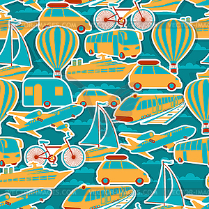 Retro seamless travel pattern - vector clipart / vector image