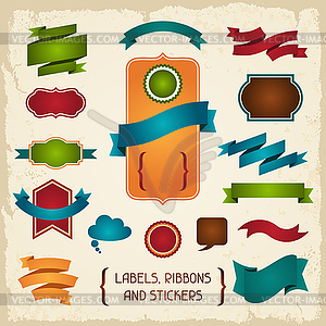 Labels, ribbons and stickers - royalty-free vector image