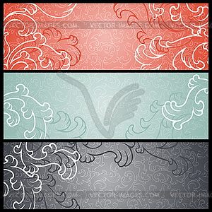 Banners with floral pattern in retro style - vector image