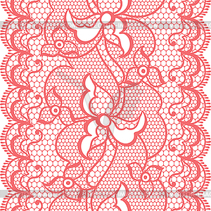 Lace fabric seamless border with abstract flowers - vector image