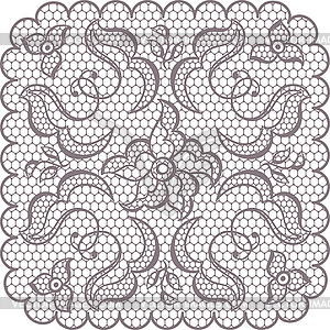 Old lace square background, ornamental flowers - vector clipart / vector image