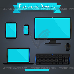 Electronic devices - computer, laptop, tablet and - vector image