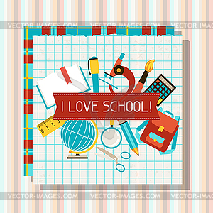 School and education background with sticky papers - vector clip art