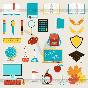 School and education icons set - vector clip art