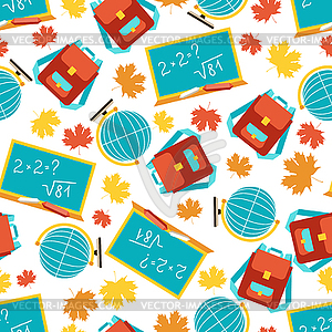 Seamless pattern with school icons - vector image