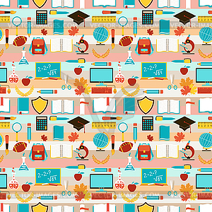 Seamless pattern with school icons - vector image