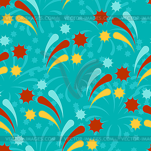 Happy Birthday party seamless pattern with fireworks - vector EPS clipart