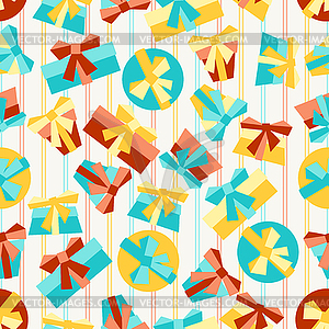 Happy Birthday party seamless pattern with gifts - vector clipart