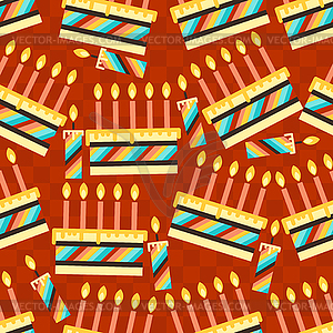 Happy Birthday party seamless pattern with cakes - stock vector clipart