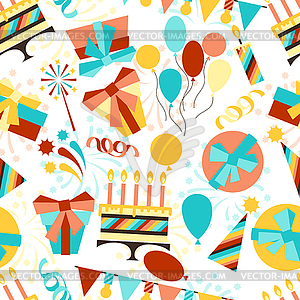 Happy Birthday party seamless pattern - vector image