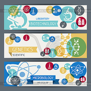 Medical and health care horizontal banners - color vector clipart