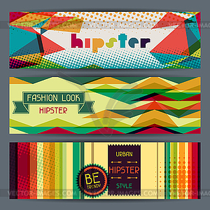 Hipster horizontal banners in retro style - vector clip art