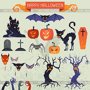 Happy Halloween elements and icons set for design - vector image