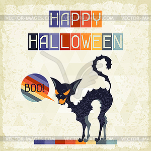 Happy Halloween grungy retro background - vector clipart