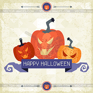 Happy Halloween grungy retro background - vector clipart