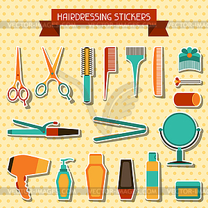 Hairdressing stickers - vector EPS clipart