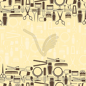 Hairdressing tools seamless pattern in retro style - vector clipart