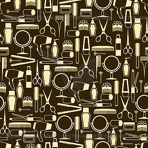 Hairdressing tools seamless pattern in retro style - vector clip art