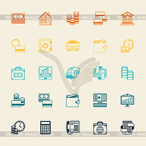 Set of business and banking icons - vector image