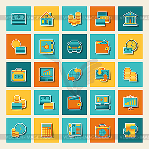 Set of business and banking icons - vector EPS clipart