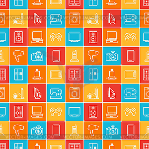 Home appliances and electronics seamless patterns - vector image