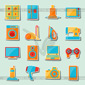 Set of home appliances and electronics icons - vector EPS clipart