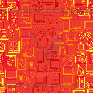 Home appliances and electronics seamless patterns - stock vector clipart