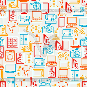 Home appliances and electronics seamless patterns - vector clip art