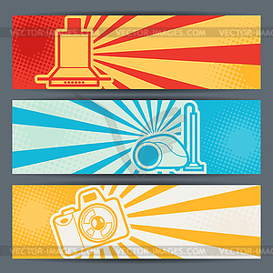 Home appliances and electronics horizontal banners - vector image