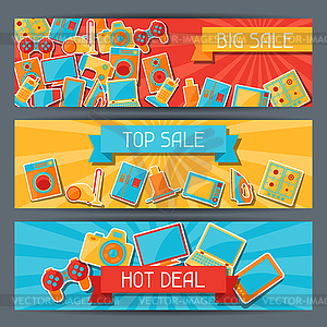 Home appliances and electronics horizontal banners - vector EPS clipart