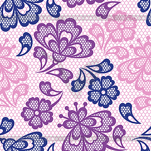 Old lace seamless pattern, ornamental flowers - vector clipart