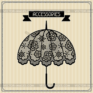 Accessories. Vintage lace pattern with umbrella - color vector clipart