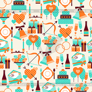 Seamless wedding pattern in retro style - vector clip art