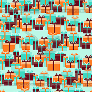 Seamless pattern with gift boxes in retro style - vector image