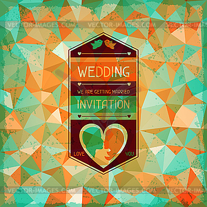Wedding invitation card in retro style - vector clip art