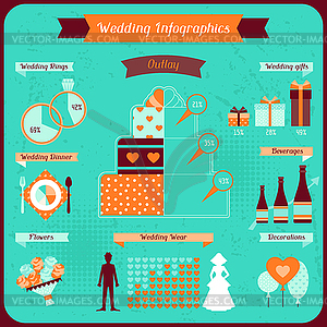 Wedding infographics in retro style. - vector clip art