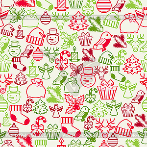 Merry Christmas seamless pattern - vector image