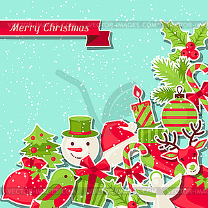 Merry Christmas background for invitation card - color vector clipart