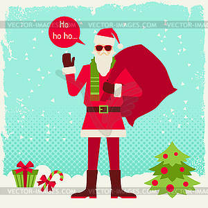Merry Christmas background with Santa in hipster - vector clip art