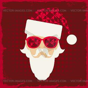 Merry Christmas background with Santa in hipster - vector clipart