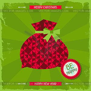 Merry Christmas background in hipster style - vector image