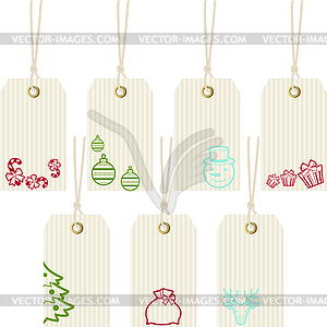 Collection of Merry Christmas paper price tags - vector image