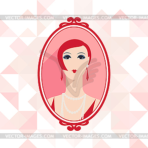 Retro background with beautiful girl of 1920s style - vector clipart